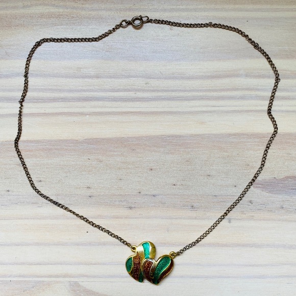 Vintage necklace double hearts - Picture 3 of 3